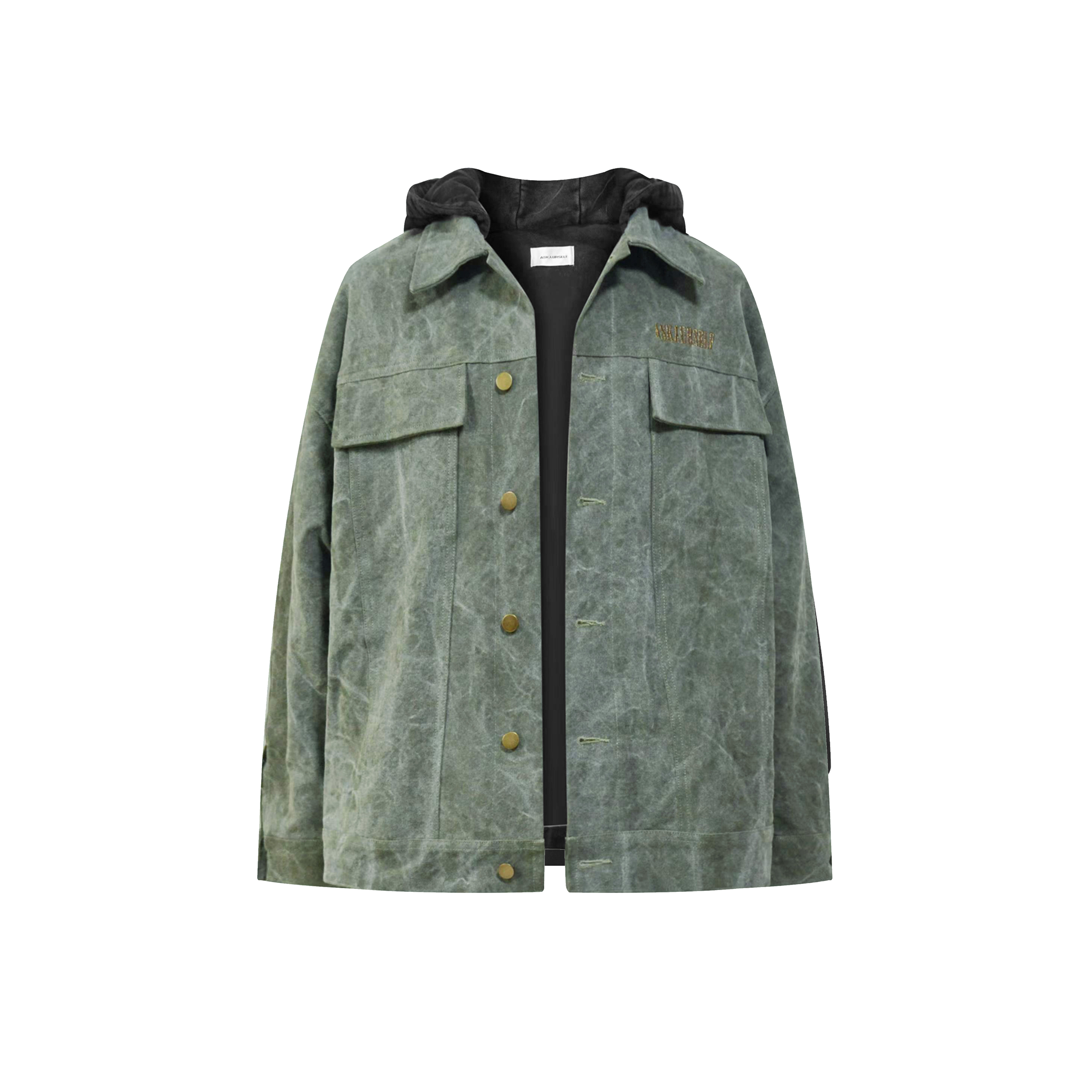 ASKYURSELF军布金线刺绣连帽夹克