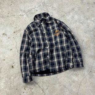 False Perception Heartless刺绣黑白格子夹棉衬衫夹克外套黑色