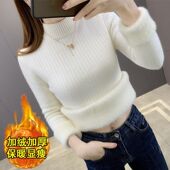 内一体绒打底衫 半高领毛衣冬加厚加绒百搭2026年新款 女士保暖修身