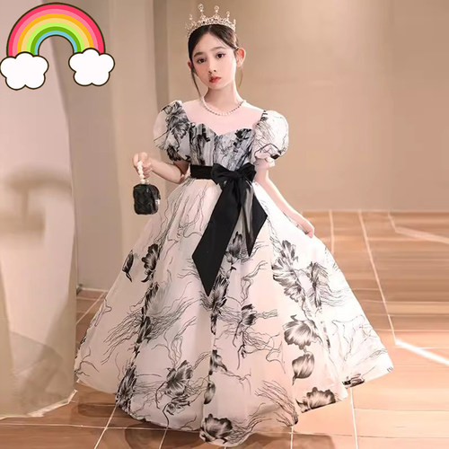 高端女童礼服2024新款泡泡袖