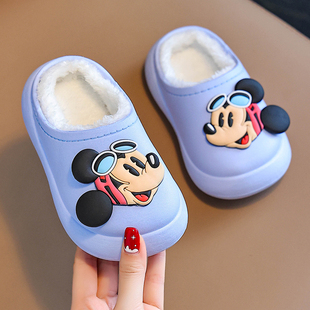 防水儿童棉拖鞋冬季男童女居家用小孩子宝宝包跟2025新款毛毛棉鞋