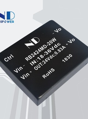 RB2424MD-20W稳压隔离DCDC电源模块24V转24V低纹波电源变换器
