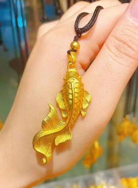 金店同款沙金大鱼海棠吊坠项链