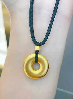 金店同款沙金仿真平安扣古法素圈挂坠男女平安时来运转吊坠首饰