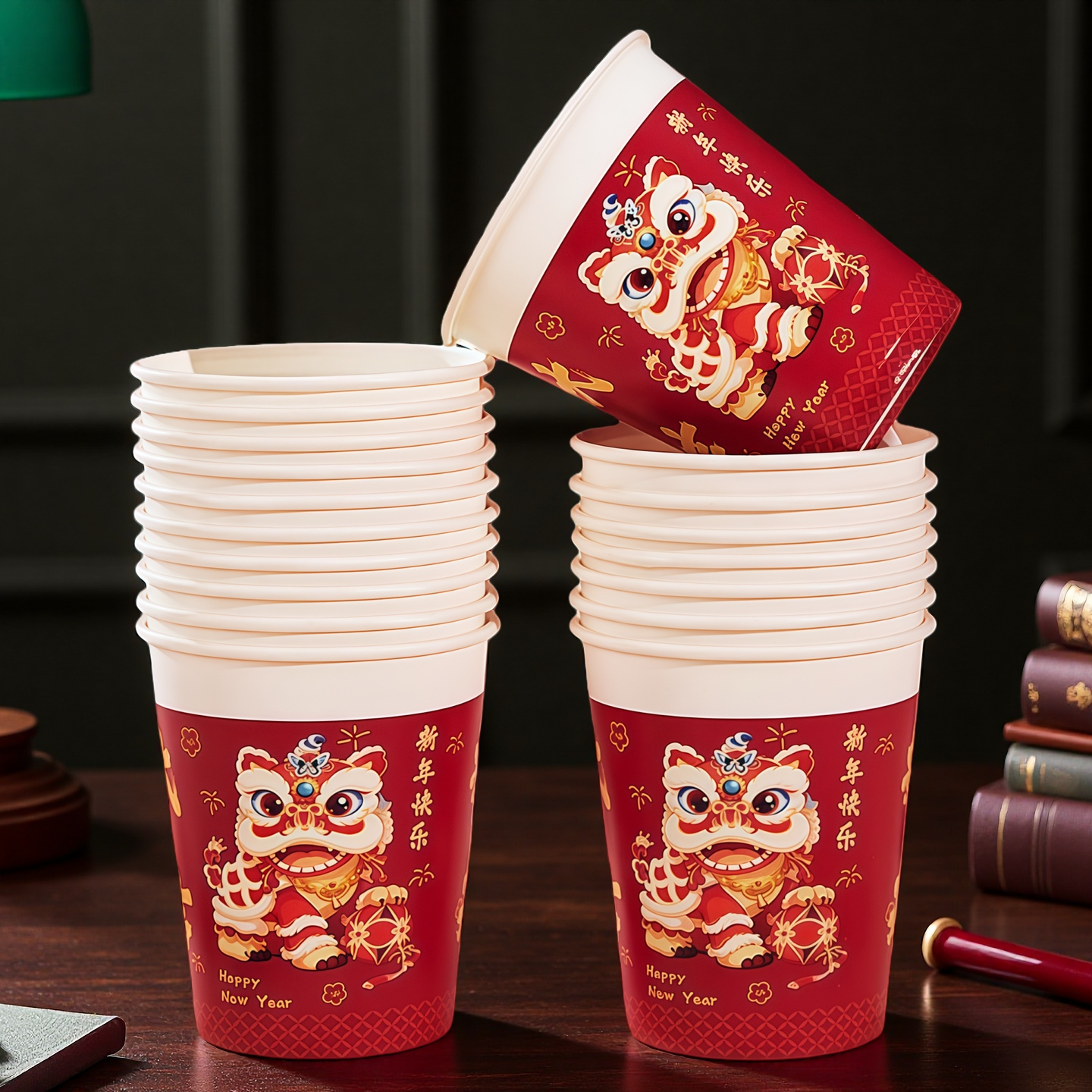 春节过年新年舞狮红色纸杯一次性加厚敬茶杯马年喜庆用品杯子,节庆用品/礼品,创意礼盒/礼品套组,淘宝优惠券,粉丝福利购,淘宝优惠卷