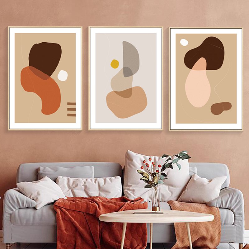 色块抽象装饰画客厅沙发背景墙北欧轻奢玄关餐厅壁画卧室橙色挂画图片