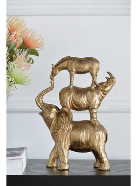 树脂招财欧式桌面复古大象摆件