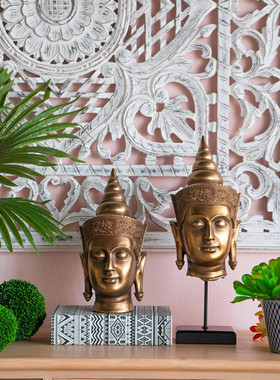 树脂东南亚桌面佛头装饰摆件