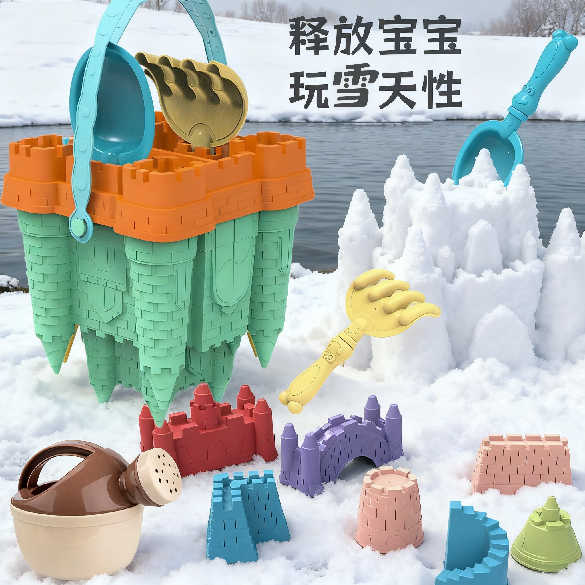 儿童雪地玩具盖城堡模具雪砖雪堡桶宝宝雪夹装备玩雪工具神器套装