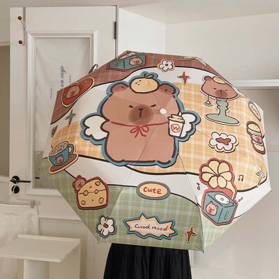 卡皮巴拉雨伞儿童学生男女生自动折叠晴雨两用伞幼儿园遮阳太阳伞