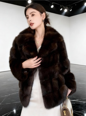 年轻时尚仿水貂毛外套轻奢高级感冬季俄罗斯紫貂皮草大衣女25新款