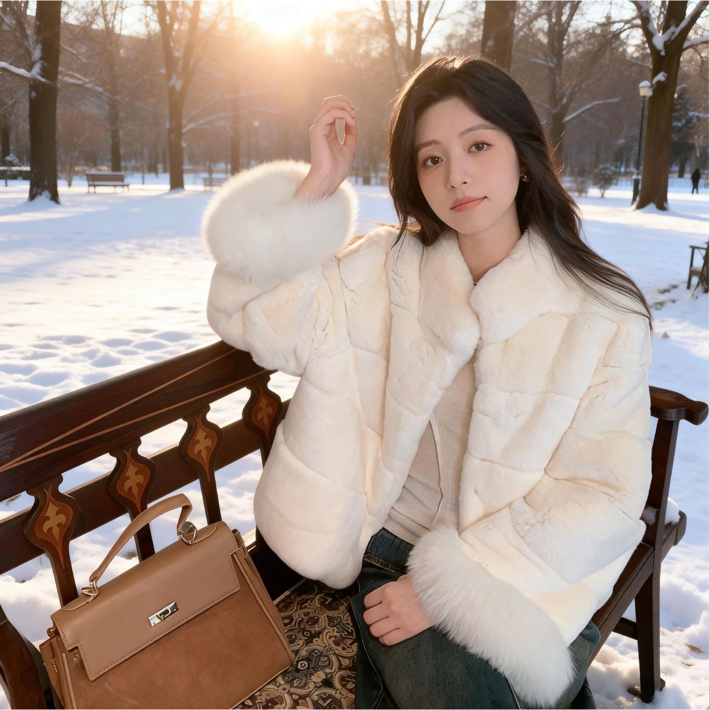 星霜绒小香风菱格空气棉短外套女