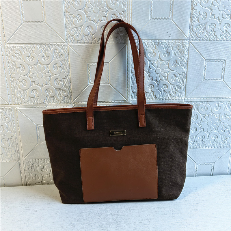 撞色大容量出口西班牙帆布包包