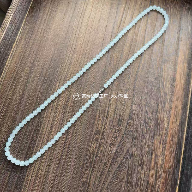 冰糯种天然翡翠珠子珠链高级百搭