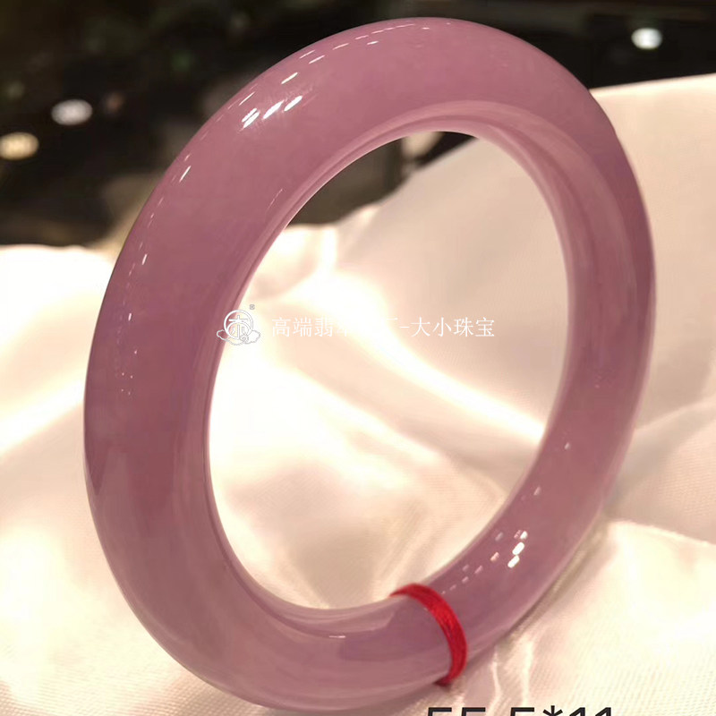 大小珠宝 紫罗兰翡翠手镯冰种满紫色55圈 天然A货翡翠玉镯子女款