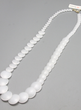 V复古vintage白色波点简约摩登造型项链毛衣链孤品尾货