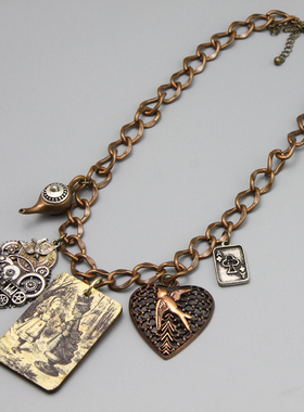 Y复古vintage中古爱丽丝漫游奇境记设计师款稀有造型项链孤品