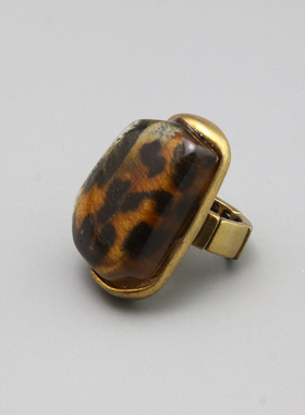 V复古vintage中古豹纹夸张个性中古戒指指环孤品