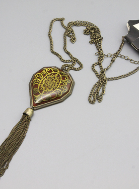 K复古vintage中古流苏老货项链毛衣链孤品