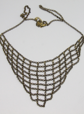 G复古vintage中古手工镂空三角巾个性造型稀有项链毛衣链孤品