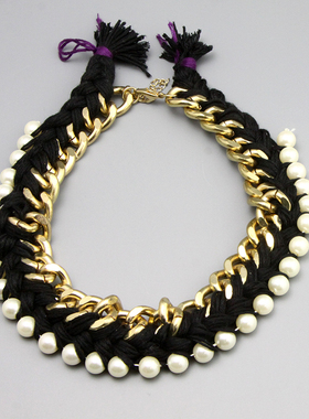 K设计师款手工串珠秀场夸张个性时尚项链毛衣链孤品