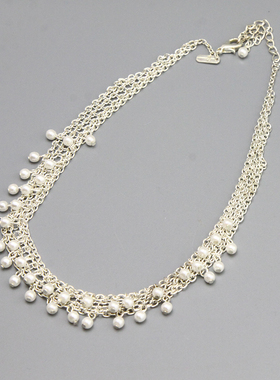 K复古vintage超短颈链银色流苏项链项圈颈链孤品