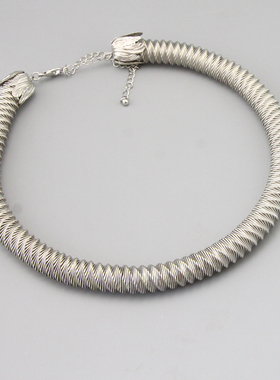 AQ外贸银色弹簧时尚造型个性配饰项链项圈孤品