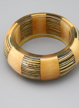 Y复古vintage木质树脂中古稀有古董手镯孤品