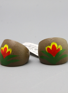 I复古vintage木质手工花朵戒指指环