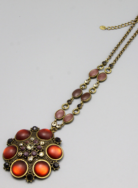 Z复古vintage宝石打标做旧民族古董项链毛衣链孤品