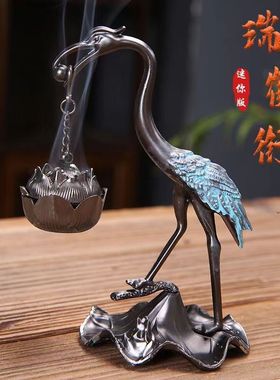 爆款小仙鹤香炉莲花吊炉创意家用摆件室内小香炉仙鹤香薰炉祥云香