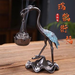 爆款小仙鹤香炉莲花吊炉创意家用摆件室内小香炉仙鹤香薰炉祥云香