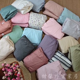 180x200 软糯100％纯棉斜纹款 30双人纯色床罩 外贸实惠纯棉床笠