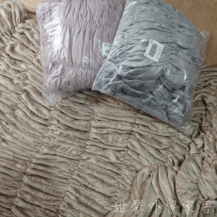 ~日本明星款毛绒被套~时尚风琴褶法兰绒150/190御寒被罩 秋冬原单