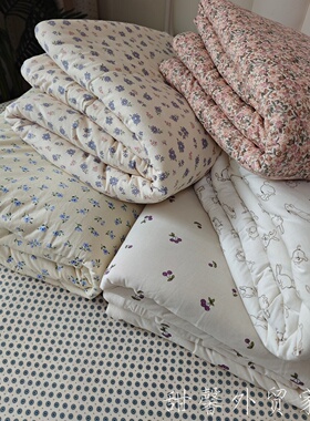 ~如云朵般柔软~大豆纤维纯棉被 200x230双人针织棉设计感花卉被子