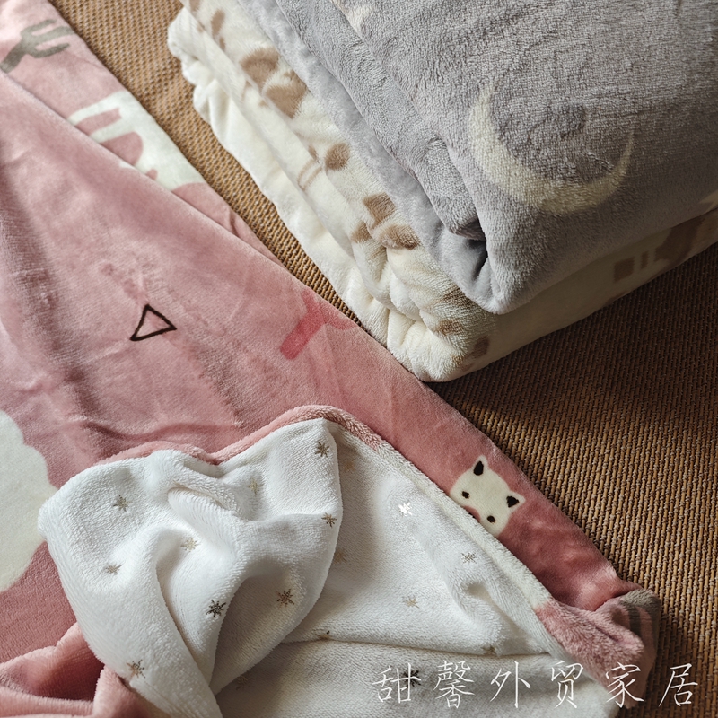 外贸日本法兰绒蓄热时尚双人被罩