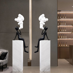 大型落地雕塑人物带灯装饰摆件售楼部酒店大堂展厅别墅装置艺术品