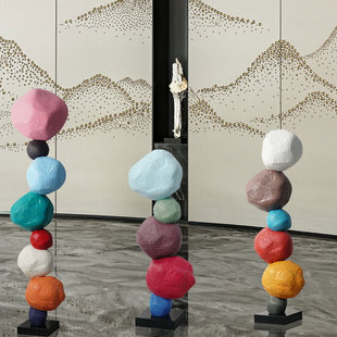 落地玻璃钢抽象雕塑仿石头摆件售楼处酒店民宿样板房间装 置艺术品