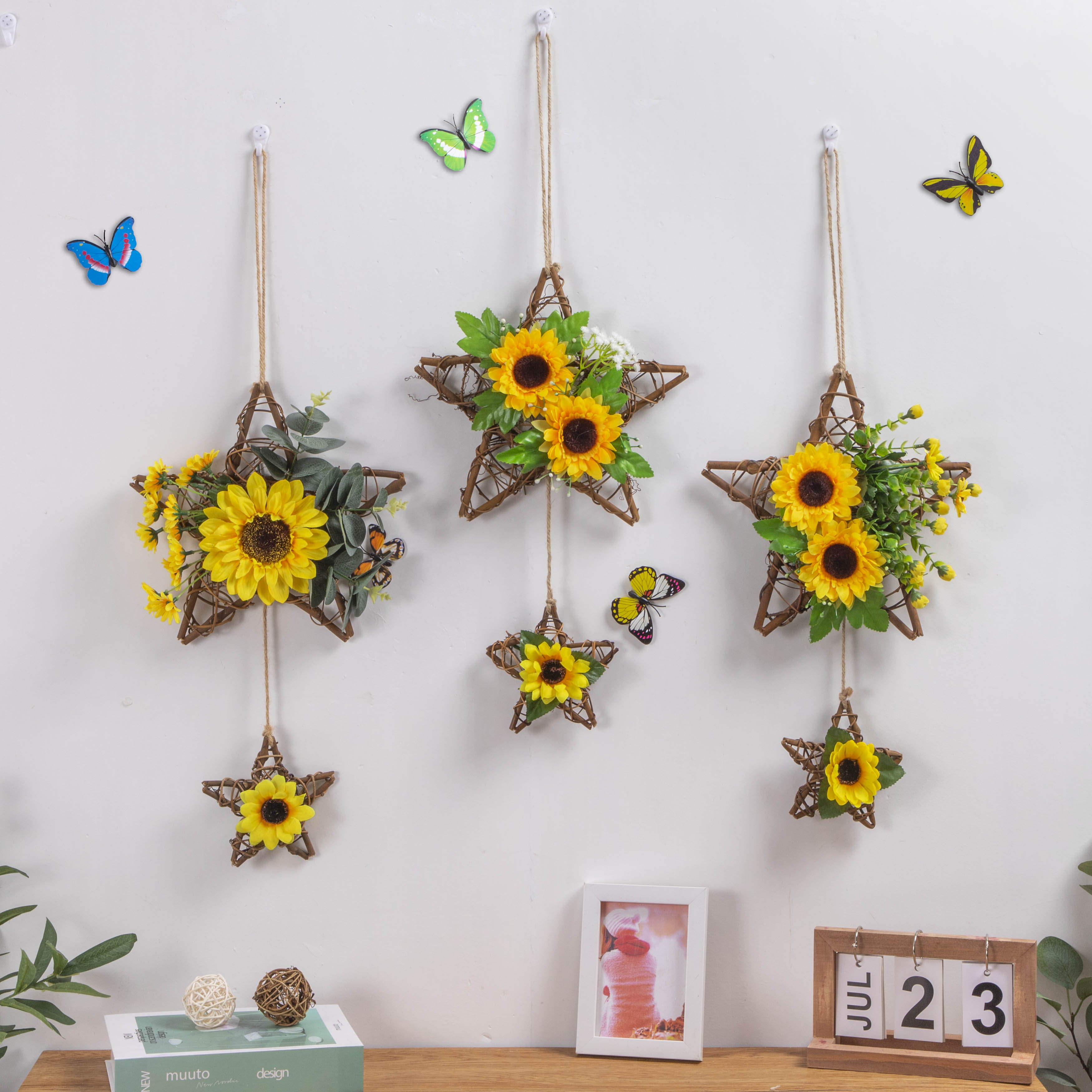 花艺挂饰仿真花卉装饰幼儿园挂篮墙上挂饰房间室内餐厅墙面挂件