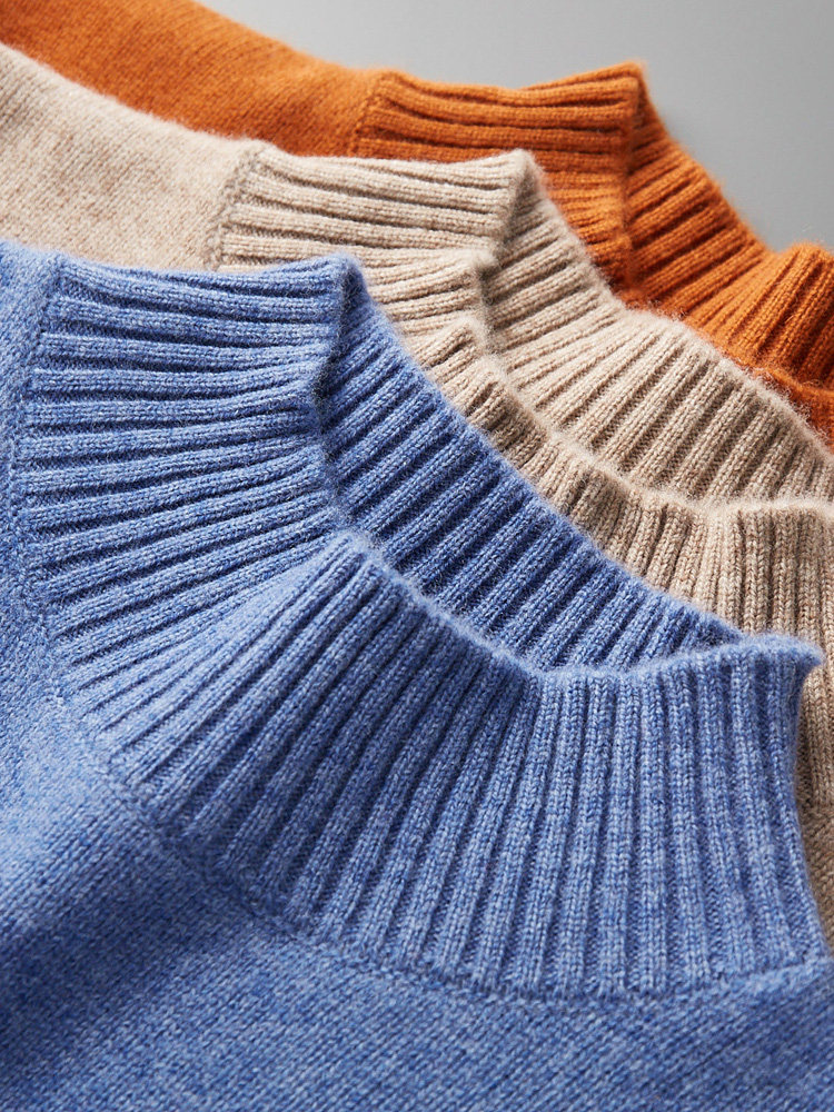 순수 캐시미어 스웨터 남성용 두꺼운 솔리드 컬러 하프 터틀넥 느슨한 따뜻한 풀오버 긴팔 스웨터 울 니트베이스 스웨터