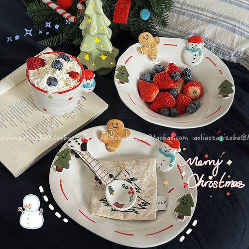 姜饼人蛋糕盘陶瓷面碗圣诞礼物