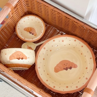 ins水果可颂可爱陶瓷碗家一人食餐具碗碟套装饭碗汤碗餐盘米饭碗