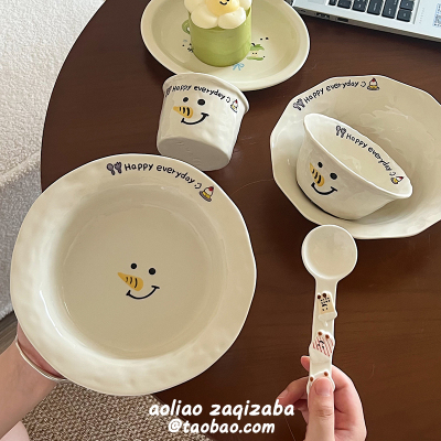 可爱小雪人陶瓷餐具套装家用碗碟