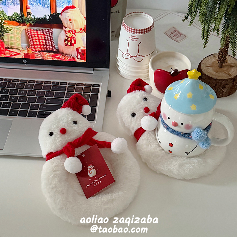 ins软萌围巾雪人杯垫韩式隔热