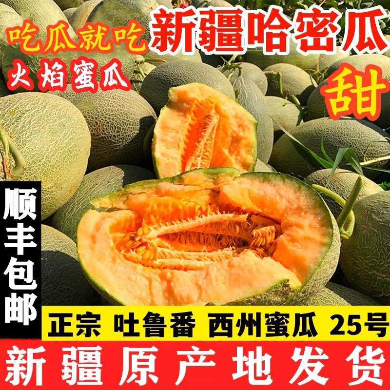 正宗新疆哈密瓜吐鲁番火焰山西州蜜甜瓜当季鲜水果甜瓜整箱礼盒