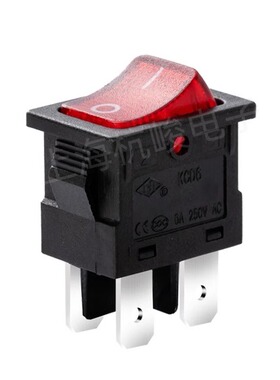 KCD6-21N上开 上海永星船型开关4脚 红色带灯 红灯 6A 电源开关