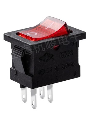 KCD3-21N上开 上海永星船型开关4脚2档 红色带灯 黑壳