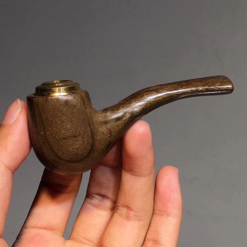 阴沉木金丝楠烟斗男士便携小号实木小烟斗短嘴烟锅烟嘴复古旱烟斗