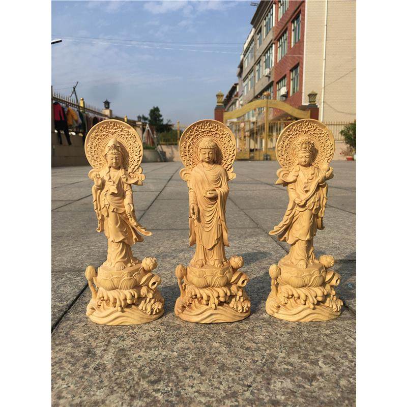 桧木黄杨木雕西方三圣居家供养佛堂阿弥陀佛观音菩萨实木雕刻摆件,家居饰品,木雕,淘宝优惠券,粉丝福利购,淘宝优惠卷