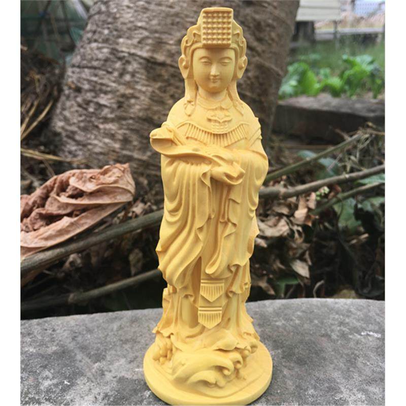 黄杨木雕摆件湄洲妈祖神像红木雕刻工艺品车摆件妈祖客厅家居摆件